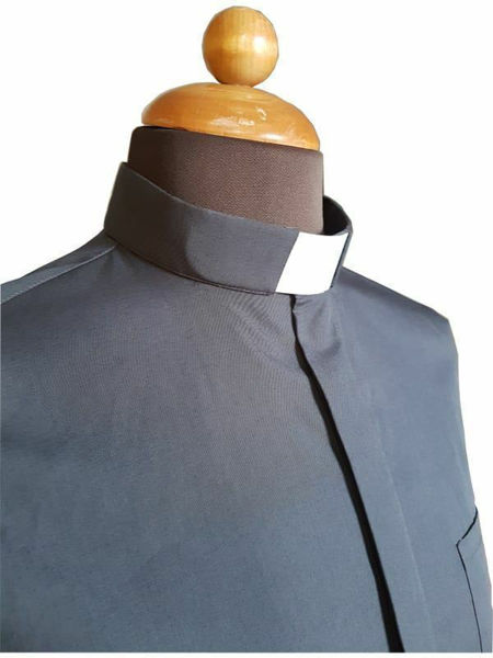 Tab-Collar Clergy Shirt long sleeve Poplin Cotton Blue Light Grey Dark Grey  Celestial Black