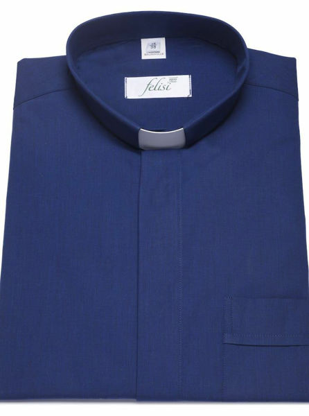Tab-Collar Clergy Shirt short sleeve Fil a Fil pure Cotton Felisi 1911 Blue  Celestial Light Grey Medium Grey Dark Grey Black