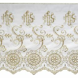 Embroidered Quatrefoil Macramè Lace H. cm 7 (2,8 inch) Viscose and  Polyester Brilliant Gold Lacework Edging for liturgical Vestments