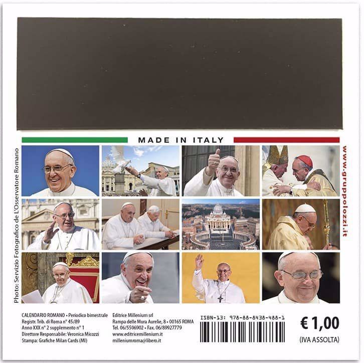 Pope Francis 2021 magnetic calendar cm 8x8 (3,1x3,1 in) | Vaticanum.com