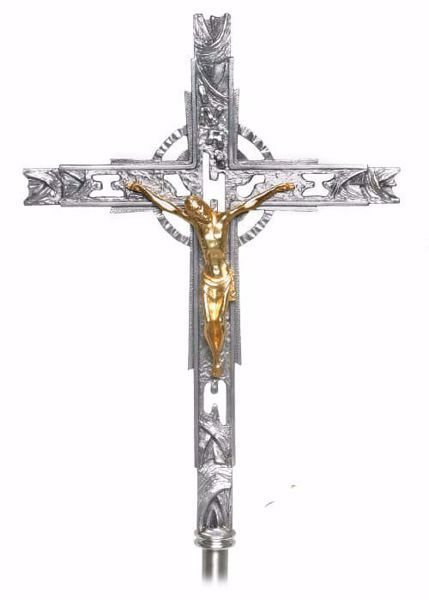 Crucifijo de muro cm 50x36 (19,7x14,2 inch) estilo moderno con decoraciones  de latón Oro Plata Cruz de pared para Iglesia
