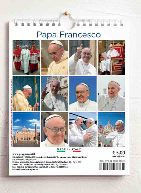 Pope Francis 2023 wall and desk calendar cm 16,5x21 (6,5x8,3 in