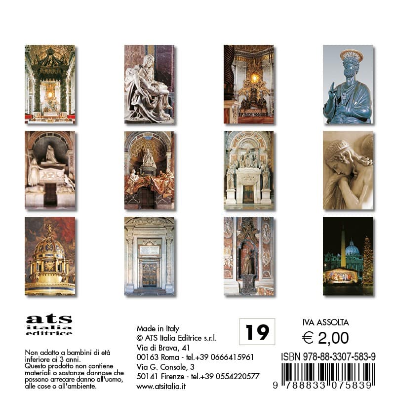 Basilica di San Pietro Roma Vaticano Calendario da tavolo 2024 cm 8x8