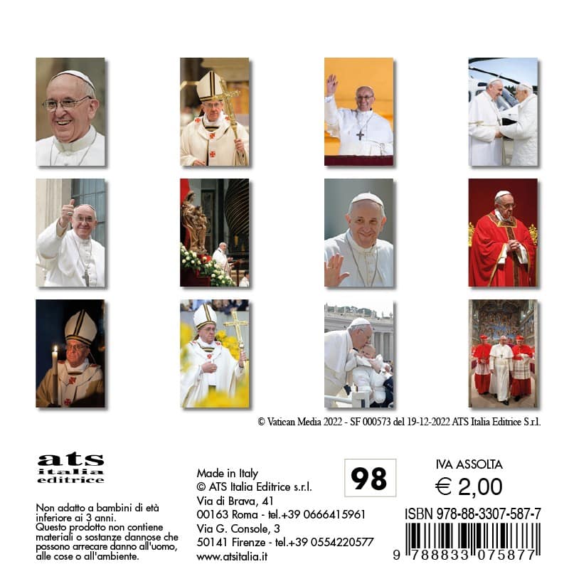 Calendario da tavolo 2024 Papa Francesco San Pietro cm 8x8