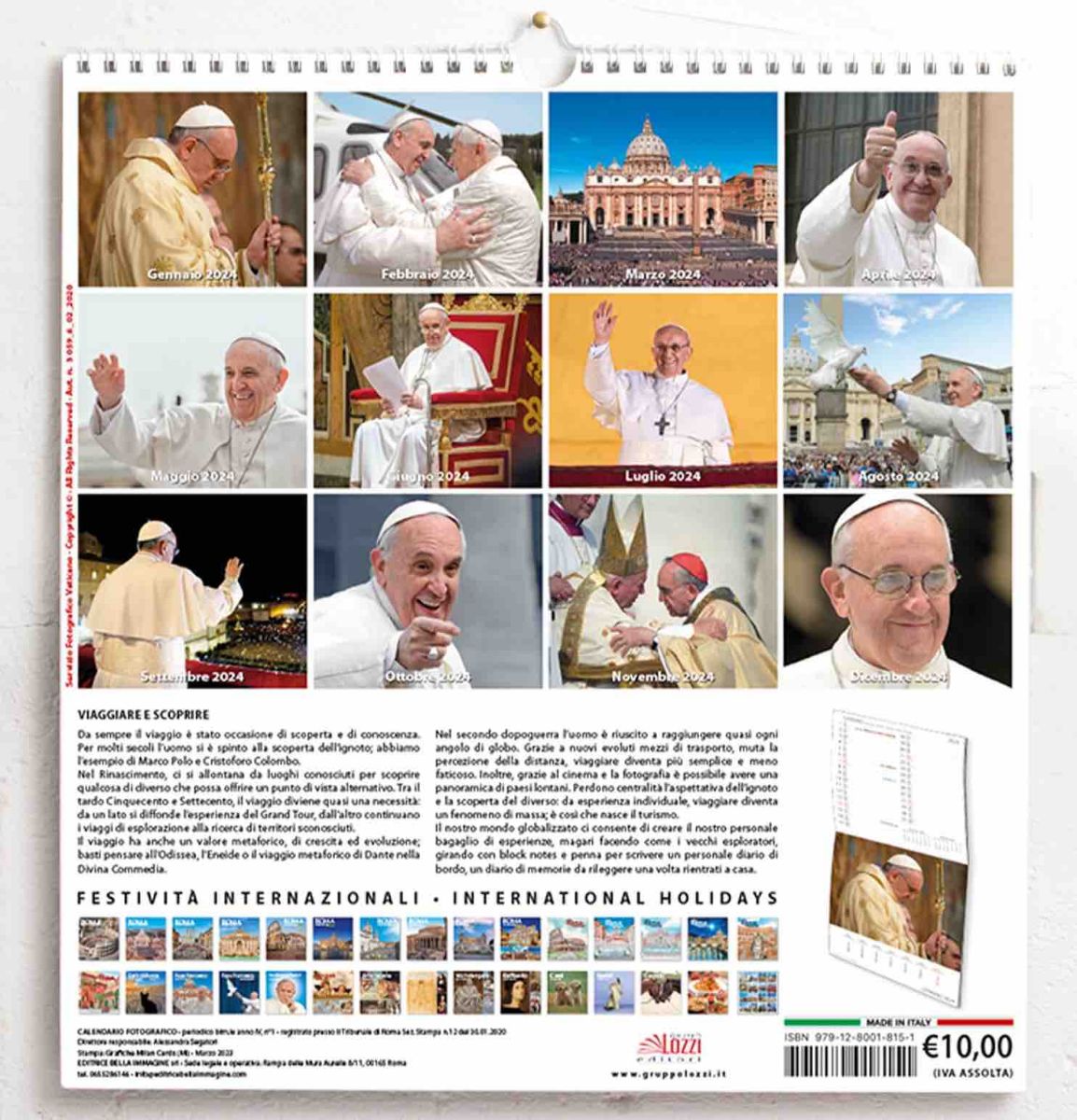 Papst Franziskus Petersdom Wand-kalender 2024 cm 31x33 16 Monate  Vaticanum.com