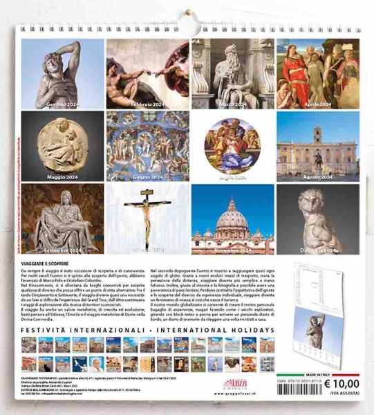 Calendario da muro 2025 Michelangelo cm 31x33