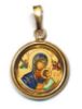 Imagen de Virgen del Perpetuo Socorro Medalla colgante redonda acabado liso Diám mm 19 (0 75 inch) Plata con baño de oro y Porcelana Unisex Mujer Hombre