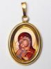 Picture of Our Lady of Vladimir Gold plated Silver and Porcelain oval Pendant mm 19x24 (0,75x0,95 inch) Unisex Woman Man