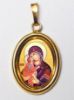 Picture of Our Lady of Vladimir Gold plated Silver and Porcelain oval Pendant mm 19x24 (0,75x0,95 inch) Unisex Woman Man