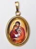 Picture of Holy Family Gold plated Silver and Porcelain oval Pendant mm 19x24 (0,75x0,95 inch) Unisex Woman Man