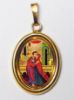 Picture of The embrace of the newlyweds St Anne and St. Joachim Gold plated Silver and Porcelain oval Pendant mm 19x24 (0,75x0,95 inch) Unisex Woman Man