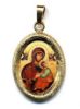 Picture of Our Lady of Perpetual Help Gold plated Silver and Porcelain diamond-cut oval Pendant mm 19x24 (0,75x0,95 inch) Unisex Woman Man