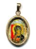 Picture of Madonna with Child Gold plated Silver and Porcelain diamond-cut oval Pendant mm 19x24 (0,75x0,95 inch) Unisex Woman Man