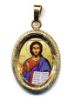 Imagen de Cristo Pantocrátor Medalla Colgante oval acabado diamante mm 19x24 (0,75x0,95 inch) Plata con baño de oro y Porcelana Unisex Mujer Hombre