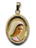 Picture of Our Lady of Medjugorje Gold plated Silver and Porcelain diamond-cut oval Pendant mm 19x24 (0,75x0,95 inch) Unisex Woman Man