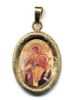 Picture of Holy Family of Kiko Gold plated Silver and Porcelain diamond-cut oval Pendant mm 19x24 (0,75x0,95 inch) Unisex Woman Man