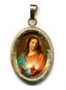 Picture of Sacred Heart of Jesus Gold plated Silver and Porcelain diamond-cut oval Pendant mm 19x24 (0,75x0,95 inch) Unisex Woman Man