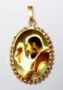 Picture of Padre Pio Gold plated Silver and Porcelain Pendant with crown frame mm 24x30 (0,94x1,18 inch) for Woman