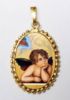 Picture of Angel Gold plated Silver and Porcelain Pendant with crown frame mm 24x30 (0,94x1,18 inch) for Woman and Kids