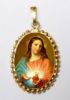 Imagen de Sagrado Corazón de Jesús Medalla colgante oval de corona mm 24x30 (0,94x1,18 inch) Plata con baño de oro y Porcelana para Mujer