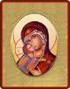 Picture of Virgin with Child Porcelain Icon on golden board cm 8x10x1,3 (3,15x3,9x0,5 inch) for table and wall