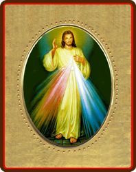 Picture of Merciful jesus Porcelain Icon on golden board cm 8x10x1,3 (3,15x3,9x0,5 inch) for table and wall