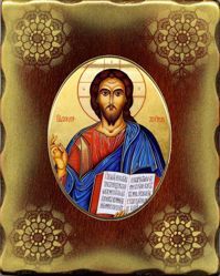 Picture of Christ Porcellain Icon on golden board cm 15x20x2,5 (5,9x7,9x1,0 inch) for table and wall