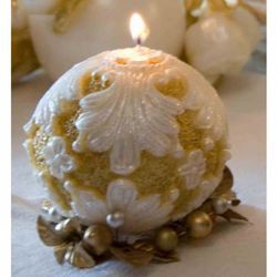 Picture of Christmas Candle Ancient Ball, ivory