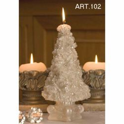 Picture of Christmas Candle Ivory Tree Pearls and Stones