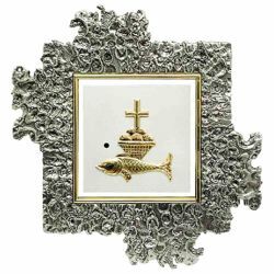 Picture of Wall mounted Tabernacle large size cm 35x35 (13,8x13,8 inch) Bread and Fishes brass for Church
