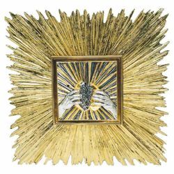 Picture of Wall mounted Tabernacle large size cm 60x60 (23,6x23,6 inch) Rays of Light bicolour brass for Church