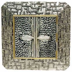 Picture of Wall mounted Tabernacle large size cm 35x35 (13,8x13,8 inch) Cross brass for Church