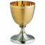 Picture of Low liturgical Chalice Large size cup H. cm 12 (4,7 inch) smooth and satin finish satin brass for Holy Mass Sacramental Wine
