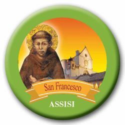 Picture of Assisi St. Francis glass magnet diam. 5 cm (2,0 in) 