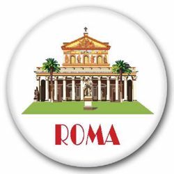 Picture of Rome St Paul Basilica glass magnet diam. 5 cm (2,0 in) 