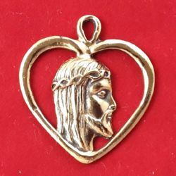 Imagen de Cristo colgante corazón - Medalla, baño oro o plata