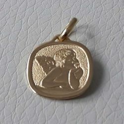 Immagine di Angelo di Raffaello Medaglia Sacra Pendente quadrata gr 1,7 Oro giallo 18kt Donna Bimba Bimbo