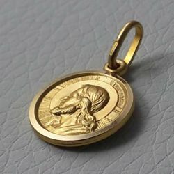 Picture of Jesus Christ the Redeemer and Prayer Dio ti protegga Coining Sacred Medal Round Pendant gr 2 Yellow Gold 18k with smooth edge for Man 