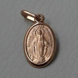 Immagine di Madonna Miracolosa Regina sine labe originali concepta o.p.n. Medaglia Sacra Pendente ovale Conio gr 1,4 Oro rosa 18kt Unisex Donna Uomo 