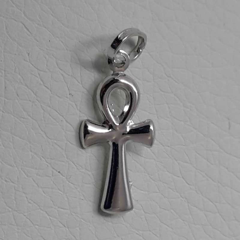 Cross of Life Ankh Crux Ansata Pendant gr 0,5 White Gold 18k relief ...