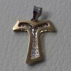 Picture of Saint Francis perforated double Tau Cross Pendant gr 1,1 Bicolour yellow white Gold 18k relief printed plate Unisex Woman Man