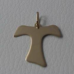 Picture of Saint Francis Tau Cross Pendant gr 1,5 Yellow Gold 18k relief printed plate Unisex Woman Man 