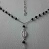 Picture of Rosary Necklace Silver 925 black Stones Miraculous Medal Cross gr.5,30 for Woman