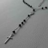 Picture of Rosary Necklace Silver 925 black Stones Miraculous Medal Cross gr.5,30 for Woman