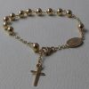 Picture of Rosary Cuff Bracelet with Miraculous Medal of Our Lady of Graces and Cross gr 7,3 Yellow Gold 18k with Smooth Spheres Unisex Woman Man