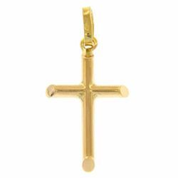 Picture of Simple Straight Cross Pendant gr 1,2 Yellow Gold 18k Hollow Tube Unisex Woman Man 