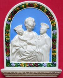 Imagen de Virgen de los Milagros Retablo de pared cm 33x23 (13x9,1 in) Bajorrelieve Mayólica Robbiana