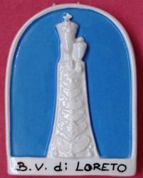 Imagen de Nuestra Señora de Loreto Retablo de pared cm 11 (4,3 in) Bajorrelieve Mayólica Robbiana