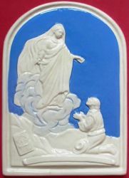 Picture of Our Lady of Montallegro Wall Panel cm 24x17 (9,4x6,7 in) Bas relief Glazed Ceramic Della Robbia