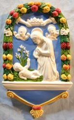 Picture of Nativity Wall Panel cm 25 (9,8 in) Bas relief Glazed Ceramic Della Robbia